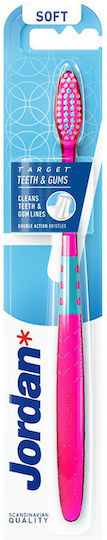 Jordan Target Teeth Manual Toothbrush Soft Pink 1pcs