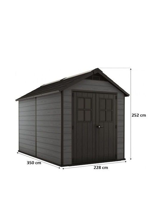 Kunststoff Gartenhaus Newton 7511 Länge 2,28 m Breite 3,5 m Höhe 2,52 m