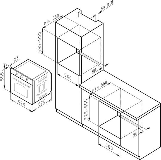 Pyramis 731065 PKLED Einbauofen 73Es B59.5cm.