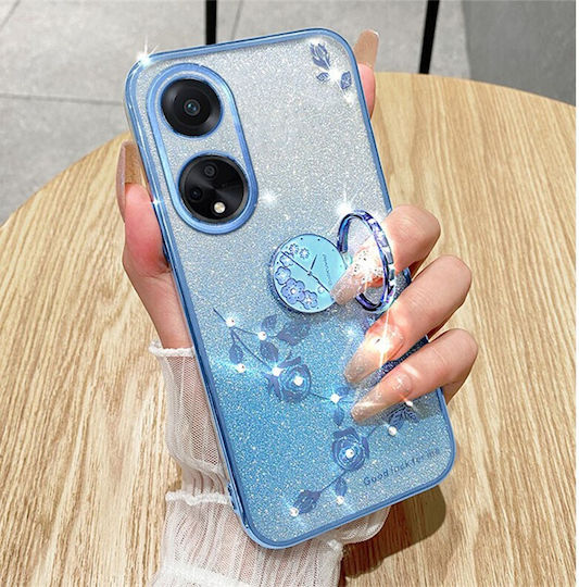 Gradient Color Glitter Flower Umschlag Rückseite Silikon Rose Gold (Oppo A98)