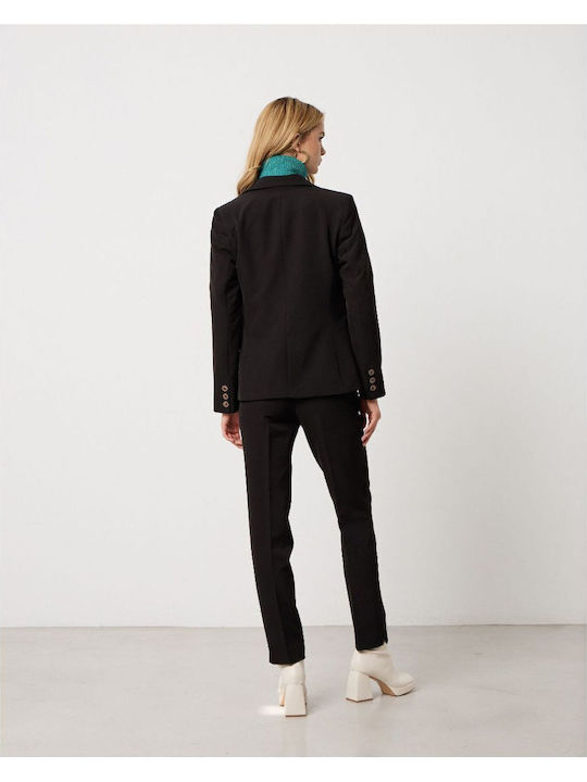 Passager Damen Mittellang Blazer Schwarz