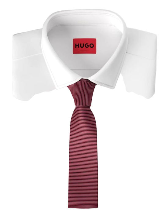 Hugo Boss Herren Krawatte Seide Monochrom in Rot Farbe