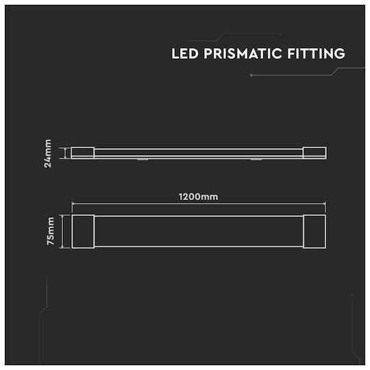 V-TAC Commercial Linear LED Wall Light 40W Cold White IP20 120cm