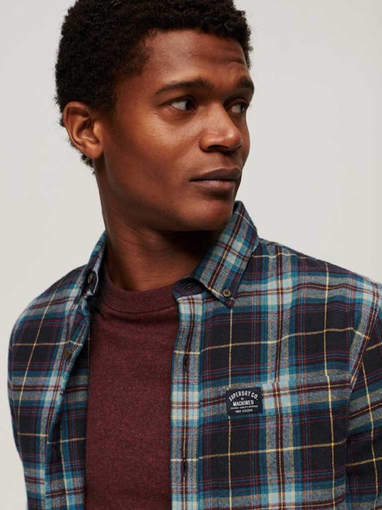 Lumberjack Long-sleeved Cotton Shirt Checked Navy Blue