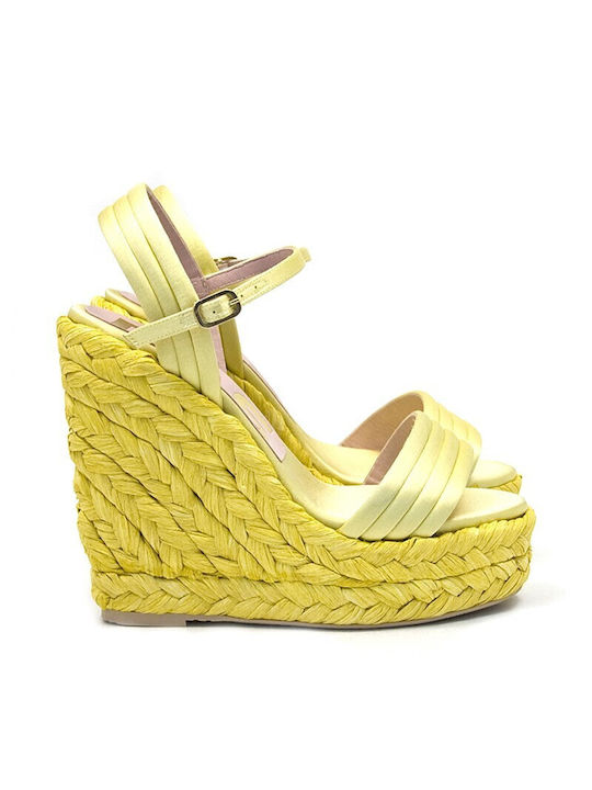 Ras Women's Ankle Strap Platforms Yellow