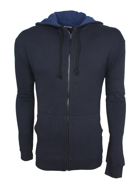 Stefansxxl Men's Sweatshirt Jacket with Hood Blue