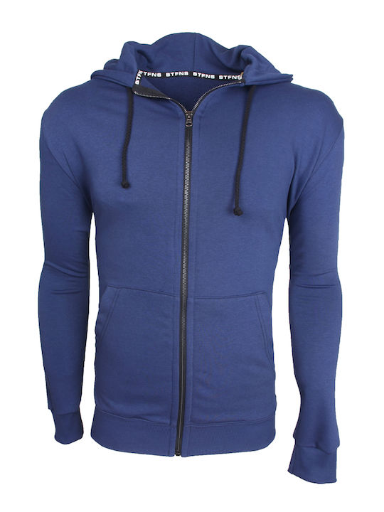 Stefansxxl Herren Sweatshirt Jacke mit Kapuze und Taschen Blau