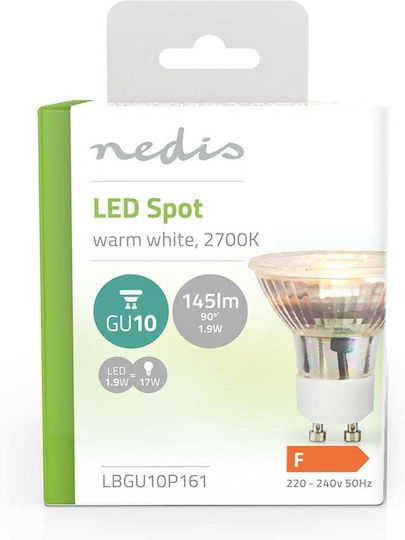 Nedis LED Bulb 1.9W for Socket GU10 and Shape PAR16 Warm White 145lm