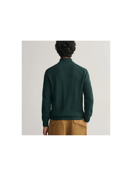 Gant Men's Long Sleeve Sweater with Zipper Green