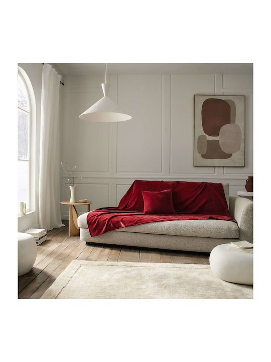 Gofis Home Ριχτάρι Τετραθέσιου Καναπέ Luna 180x350εκ. Red velvet Color: Red