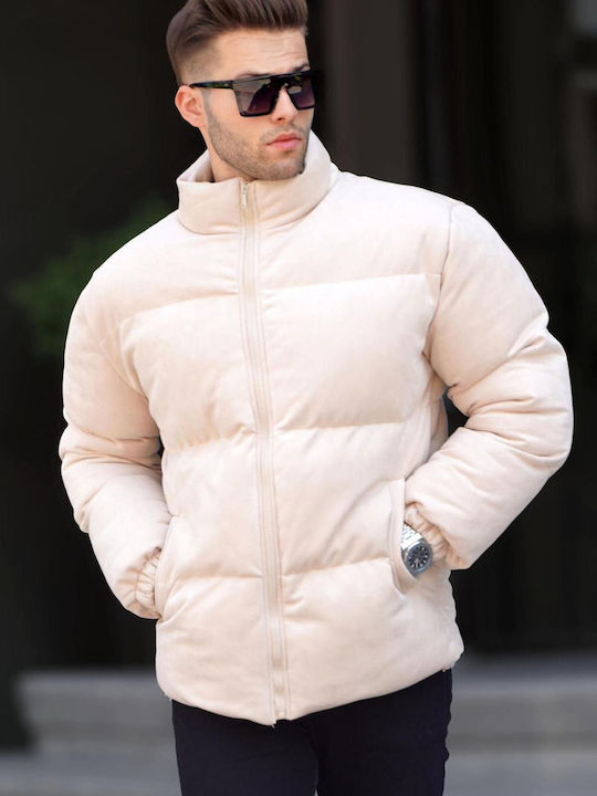 madmext Men's Winter Puffer Jacket Beige