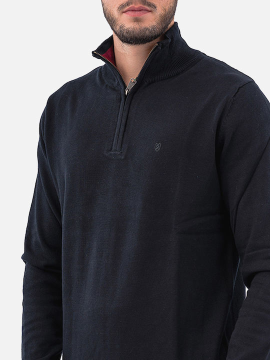 The Bostonians Herren Langarm-Pullover Ausschnitt mit Reißverschluss Schwarz