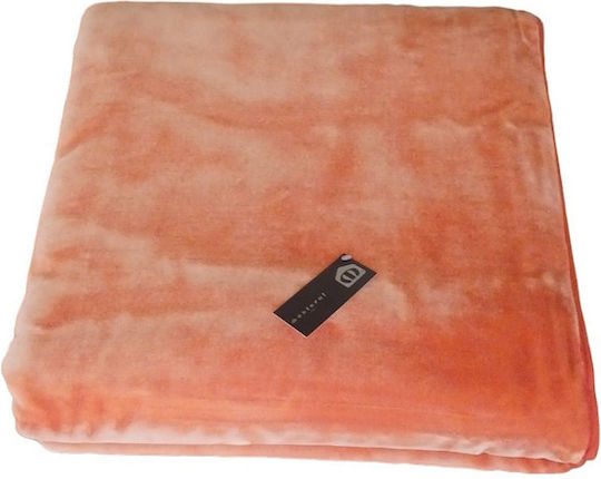 Manterol Casa Polo Color Κουβέρτα Βελουτέ Υπέρδιπλη 220x240εκ. Κοραλί