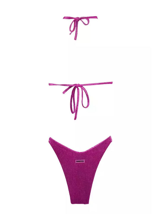 Gigi Bikinis Padded Bikini Set Triangle Top & Slip Bottom with Adjustable Straps Fuchsia