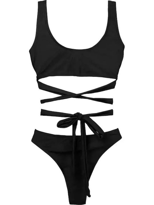 Set Bikini Ψηλόμεσο Μαύρο
