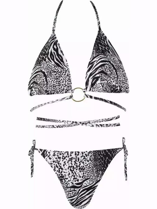 Set Bikini 3 Τεμαχίων Τριγωνάκι Γκρι