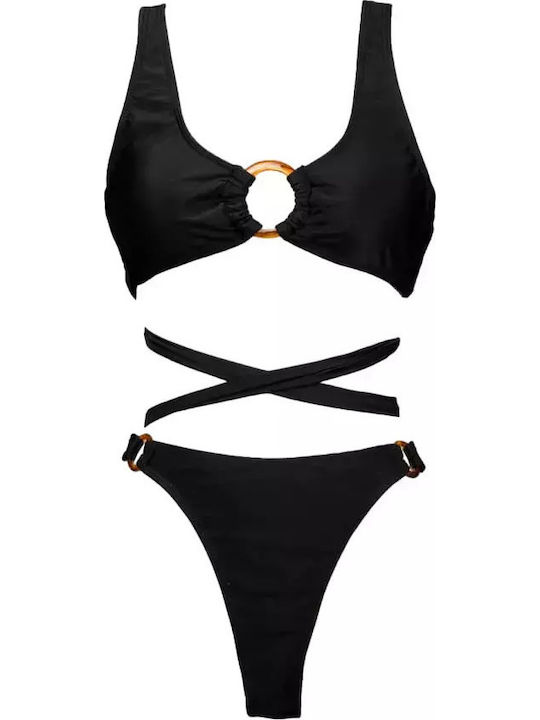 Set Bikini Ψηλόμεσο Μαύρο