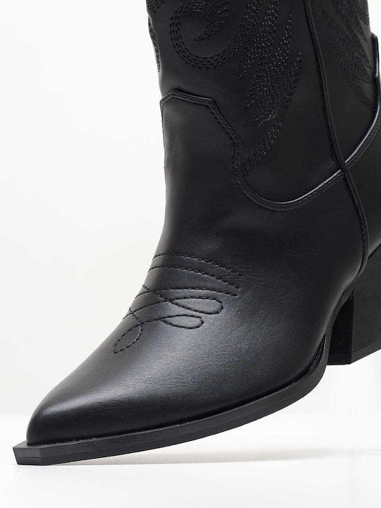 Mortoglou Damen Cowboy-Stiefeletten Schwarz