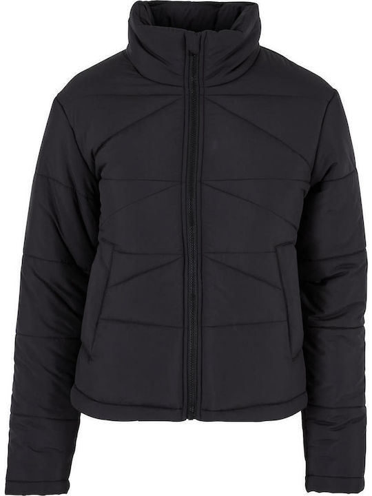 Women's Short Puffer Jacket for Winter Black