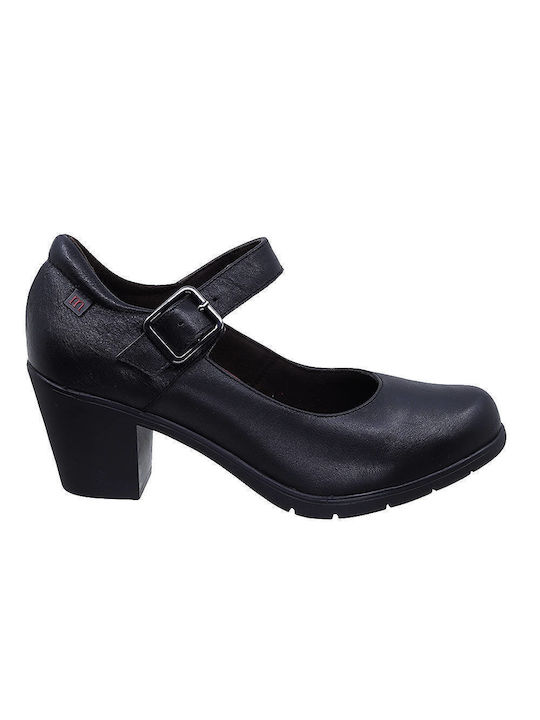 Pepe Menargues Anatomic Leather Black Heels with Strap