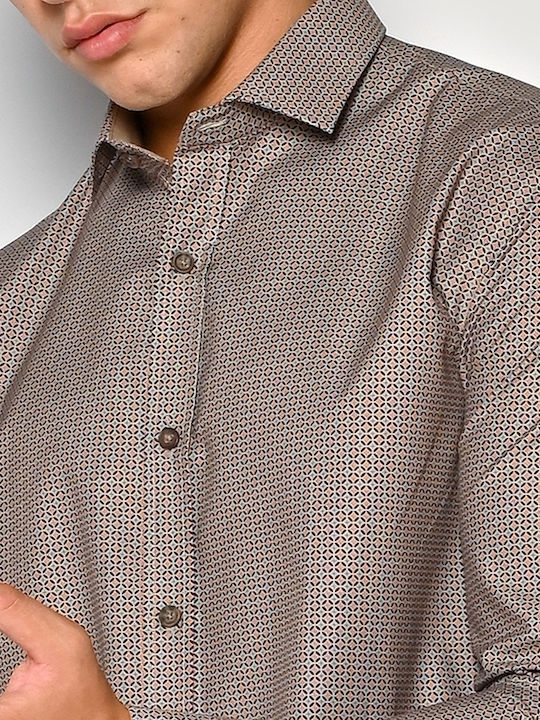 Long-sleeved Cotton Shirt Brown