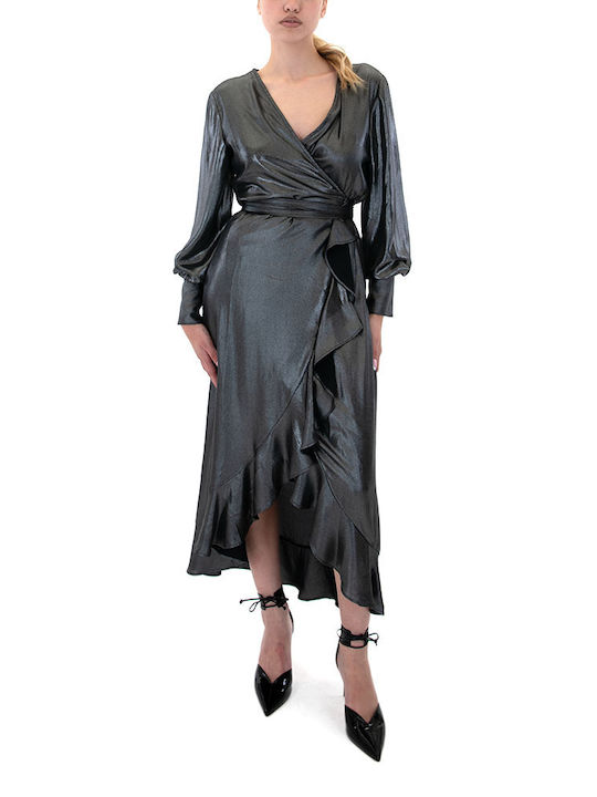 Kramma Maxi Dress Wrap with Ruffle Silver