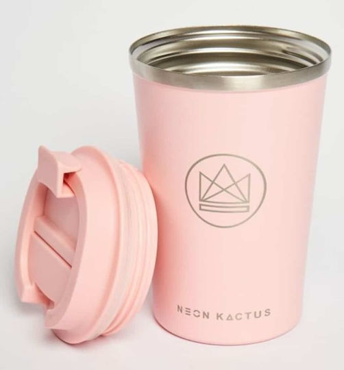 Neon Kactus Flamingo Ανακυκλώσιμο Ποτήρι Θερμός Ανοξείδωτο BPA Free 380ml Ροζ με Επιστόμιο
