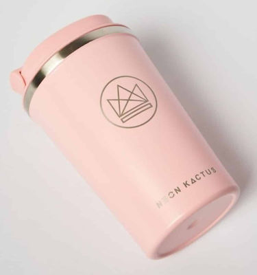 Neon Kactus Flamingo Glass Thermos Stainless Steel BPA Free Pink 380ml with Mouthpiece STA380PF