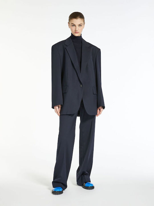 Women's Fabric Trousers Navy Blue