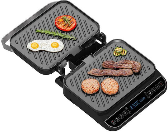 Turbotronic Commercial Double Sandwich Maker with Ribbed Top and Ribbed Bottom 2000W