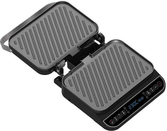 Turbotronic Commercial Double Sandwich Maker with Ribbed Top and Ribbed Bottom 2000W