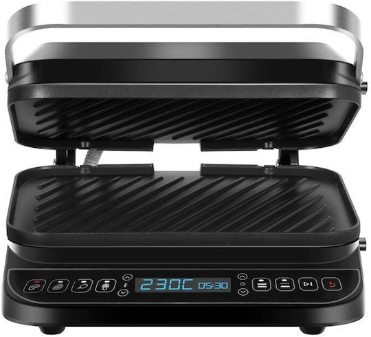 Turbotronic Commercial Double Sandwich Maker with Ribbed Top and Ribbed Bottom 2000W
