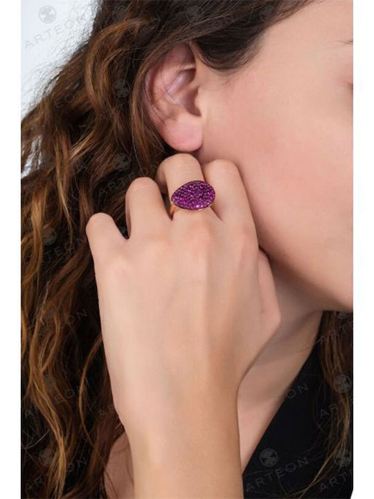 Arteon Ring with Zircon made of Silver Gold Plated