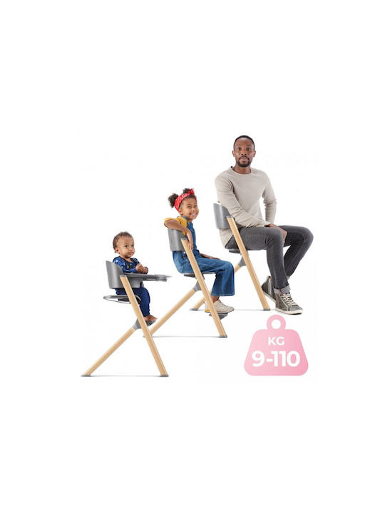 Kinderkraft Igee Бебешко Столче за Хранене 3 в 1 с Метална Рамка Сив