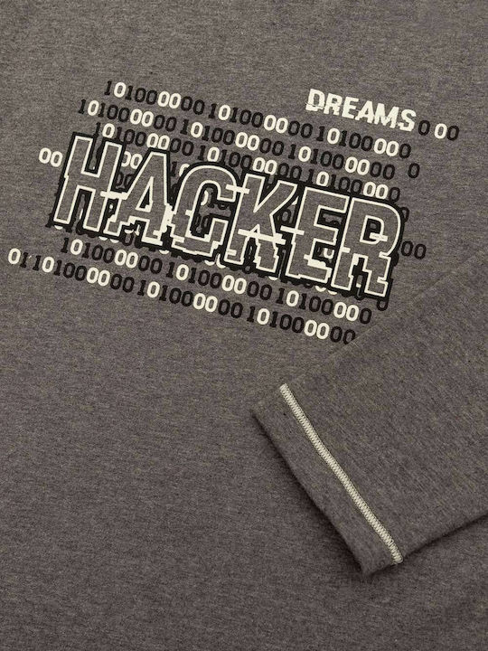 Minerva Παιδική Πιτζάμα Χειμωνιάτικη Γκρι Hacker