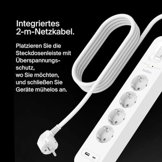 Belkin Single Socket with 1 USB-A 1 USB-C and 2m Cable