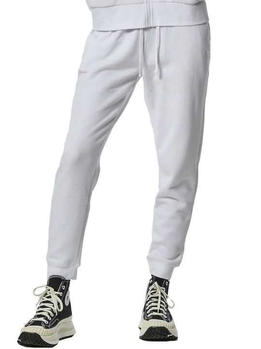 Body Action Pantaloni de trening pentru femei cu cauciuc Alb Fleece