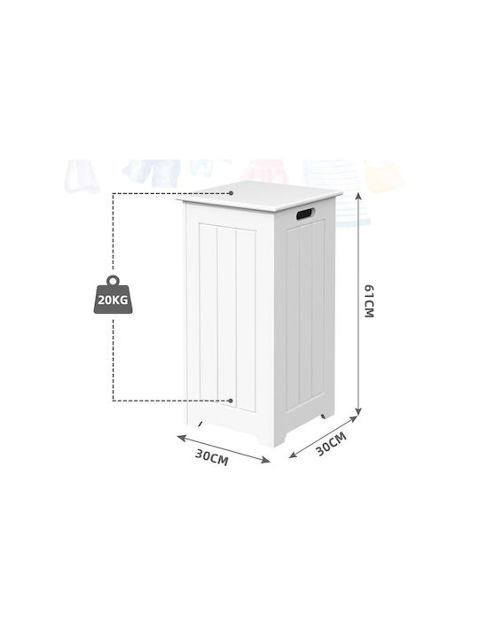 Costway Καλάθι Απλύτων Ξύλινο με Καπάκι 30x30x61cm Λευκό