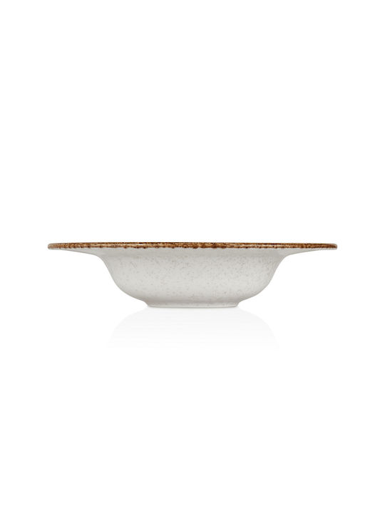 By Bone Effect Plate Soup made of Porcelain White with Diameter 27cm 6pcs