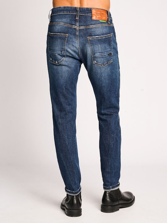 Sapphire Men's Slim Tapered Elastic Jeans Pants Blue