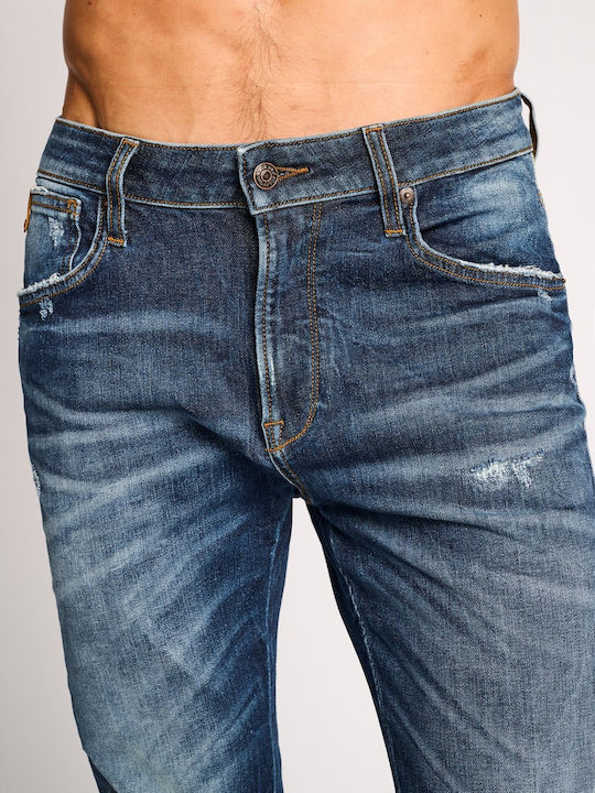 Sapphire Men's Slim Tapered Elastic Jeans Pants Blue