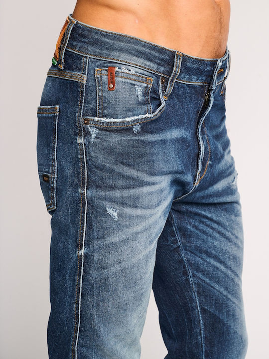 Sapphire Men's Slim Tapered Elastic Jeans Pants Blue