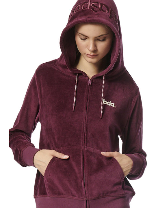 Body Action Ζακέτα Grape Mauve με Κουκούλα