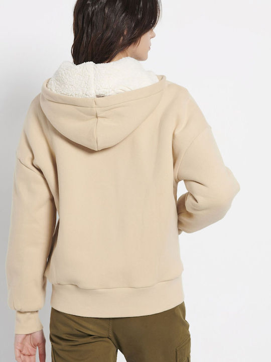 Long Women's Sweatshirt Jacket Hooded Brown