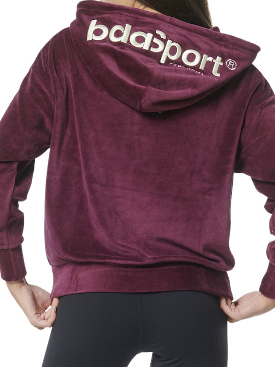 Long Women's Sweatshirt Velvet Hooded Purple