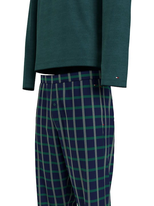 Tommy Hilfiger Χειμερινή Καρό Ανδρική Πιτζάμα Βαμβακερή Πράσινη