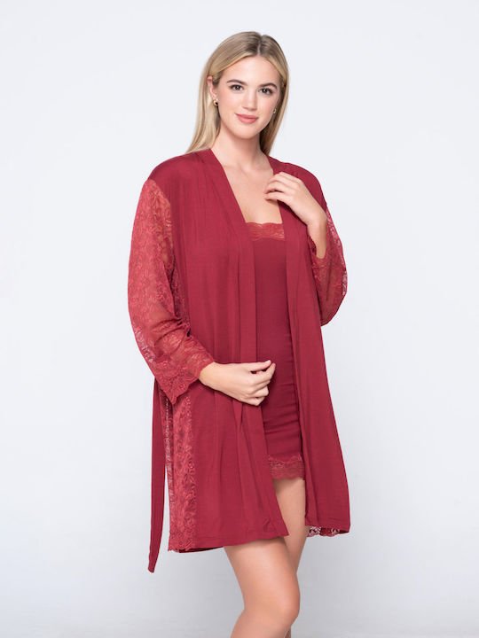 Luna Winter Women's Robe Red Micro Touch