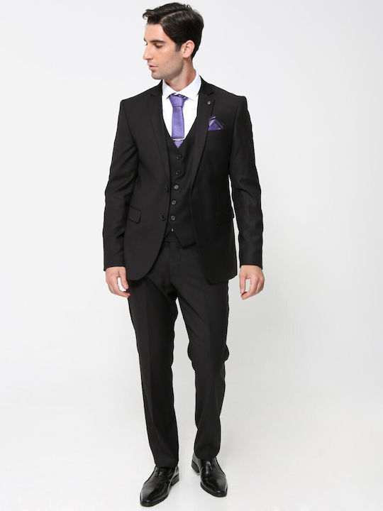 Tresor Men's Suit with Vest Black