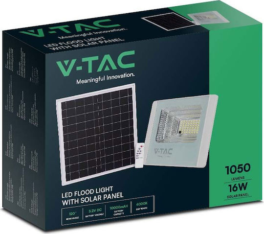 V-TAC Στεγανός Ηλιακός Προβολέας LED 16W Φυσικό Λευκό 4000K IP65