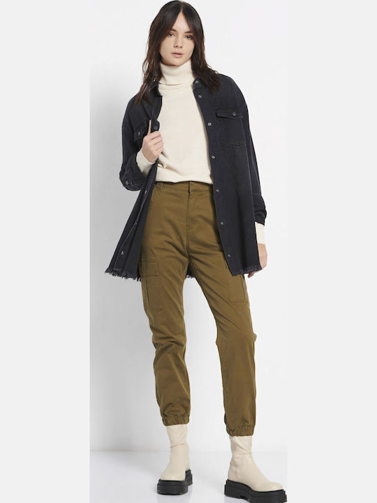 Women's Long Sleeve Sweater Cotton Turtleneck Sugar